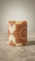 Decorative Poured Candle with Intricate Henna Design