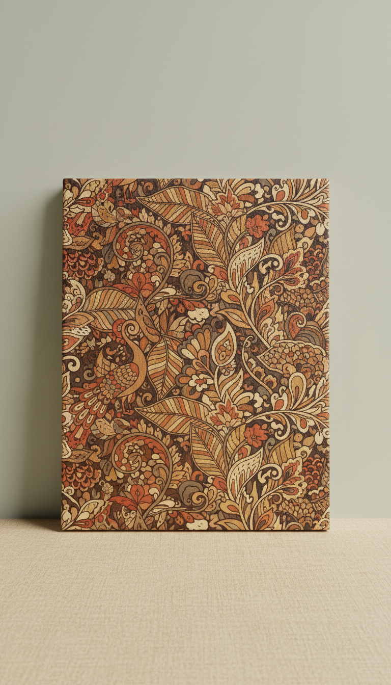 Mehndi Motif Canvas in Natural Linen